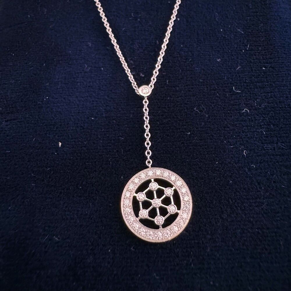🧧SOLD🎋 RARE Tiffany & Co. Platinum Pt950 Diamond Voile Lariat Necklace 16” - Picture 3 of 9